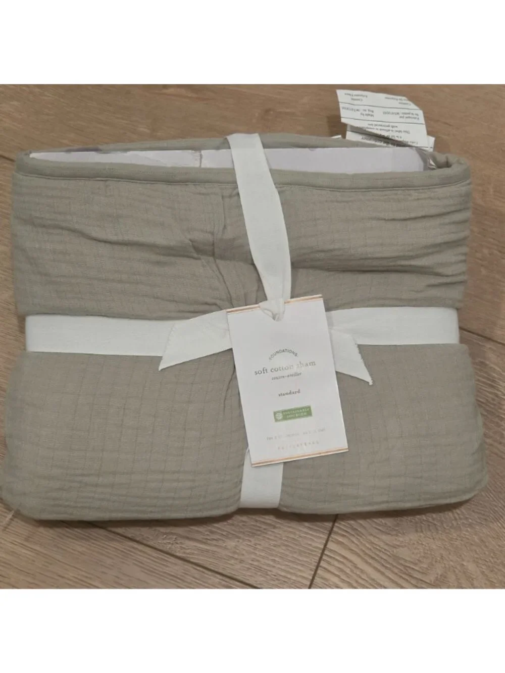 Pottery Barn Gray Soft Cotton Handcrafted Quilted Pillow Sham Standard NEW